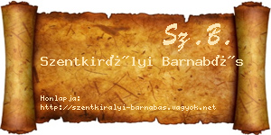 Szentkirályi Barnabás névjegykártya