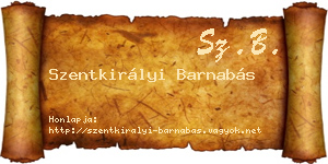 Szentkirályi Barnabás névjegykártya